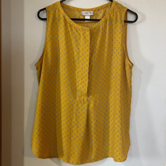 LOFT Tops - Yellow dot print sleeveless tunic LOFT Outlet, XL